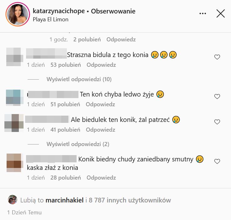 Krytyczne komentarze na profilu Katarzyny Cichopek