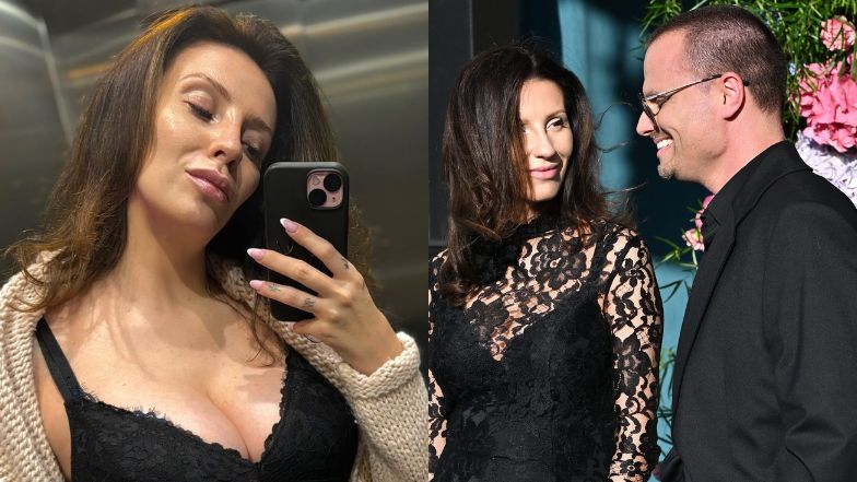 Dominika prezentuje ciążowy brzuch w windzie.