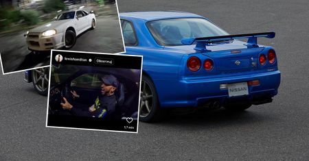 Lewis Hamilton kręcił bączki legendarnym nissanem. Właściciele nie kryją oburzenia