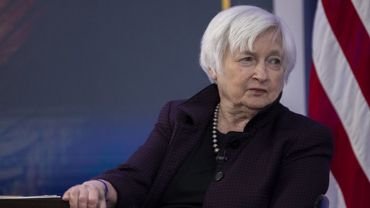 WASHINGTON, DC - NOVEMBER 18TH: Treasury Secretary Janet Yellen waits for President Biden to arrive at a National Economic Council roundtable at the White House on November 18th, 2022. (Photo by Nathan Posner/Anadolu Agency via Getty Images)
