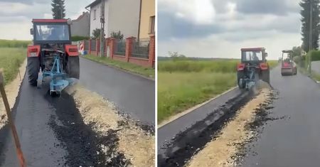 Rolnik zaorał asfalt. Jest oświadczenie ZDM. "Dementujemy"