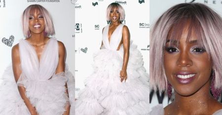 Kelly Rowland w tiulu i sportowych butach
