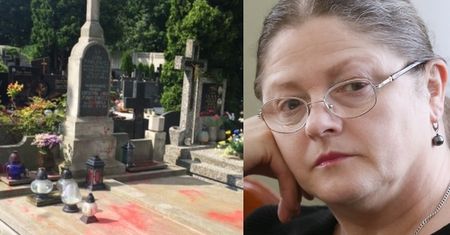 Zdewastowano grób rodzinny Krystyny Pawłowicz. "Zniszczenia są duże, gdyż piaskowiec głęboko wchłania wszelkie substancje"