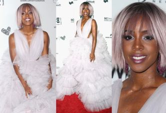 Kelly Rowland w tiulu i sportowych butach