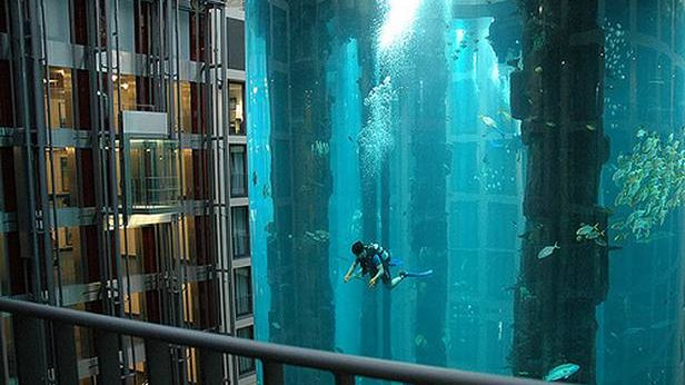 Gigantyczne akwarium wewnątrz hotelu. Aby je obejrzeć, potrzebna jest winda! 1