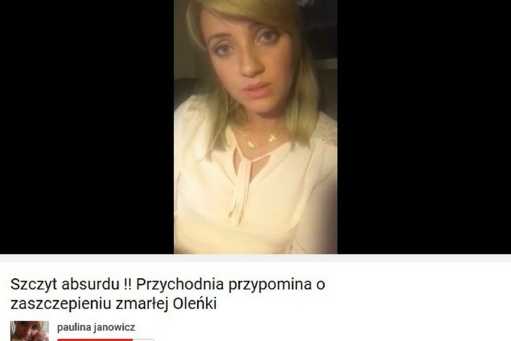 O zdarzeniu poinformowała mama Oli, Paulina Janowicz