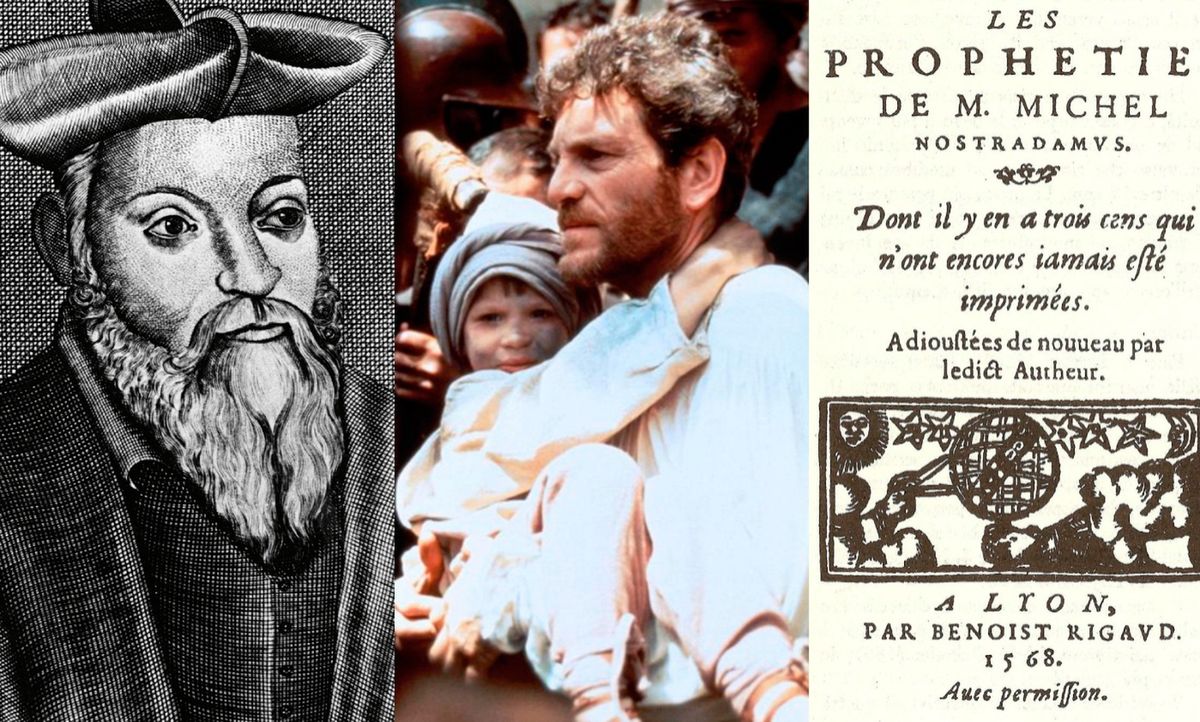 Nostradamus: portret, fragment filmu fabularnego o jasnowidzu i jego dzieła z XVI wieku