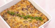 Fritata z boczkiem wędzonym, pieczarkami i cheddarem