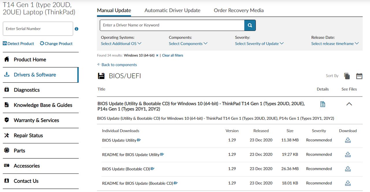 BIOS ThinkPada T14 ma 17 MB (fot. Kamil Dudek)