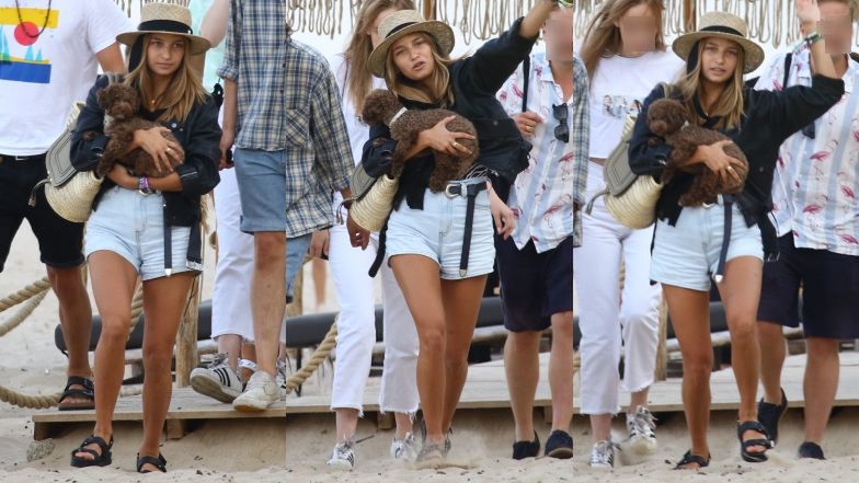 Julia Wieniawa i Nikodem Rozbicki dokazują na plaży w Gdyni w towarzystwie Jessiki Mercedes i Kuby Karasia