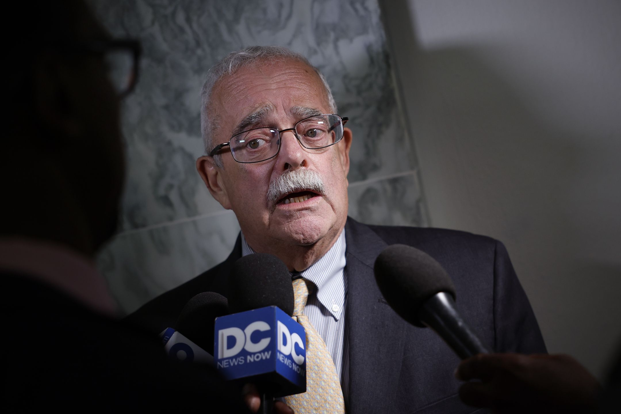 WASHINGTON, DC - MAY 16: U.S. Rep. Gerry Connolly (D-VA) speaks to reporters outside of a House Oversight Committee hearing on Washington, D.C. at the Rayburn House Office Building on May 16, 2023 in Washington, DC. Yesterday two of Connolly's staff members were attacked and injured by a man wielding a bat who came into his district office in Fairfax, Virginia. (Photo by Kevin Dietsch/Getty Images)