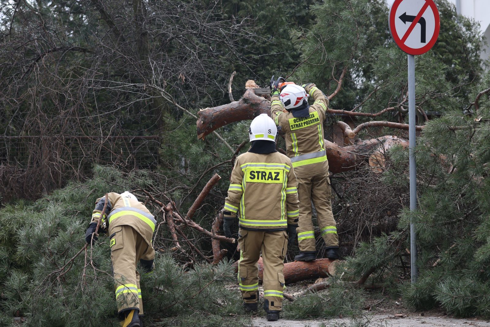 Strażacy walczą ze skutkami wichury w Warszawie