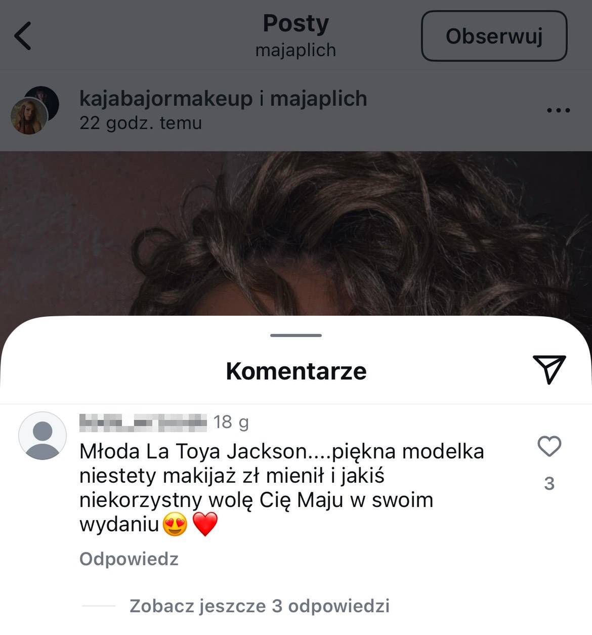 Internauta porównuje Maję do La Toyi Jackson