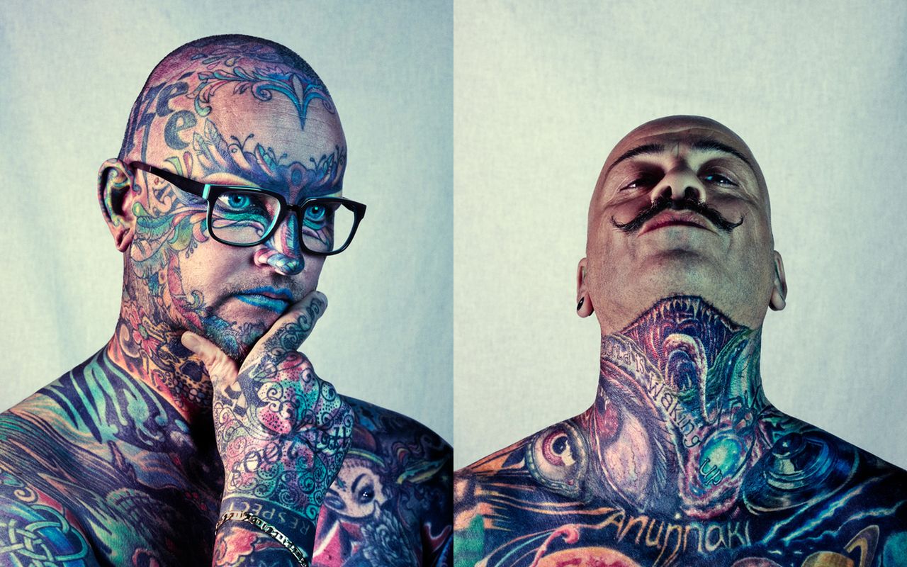 Barwne portrety właścicieli ogromnych tatuaży