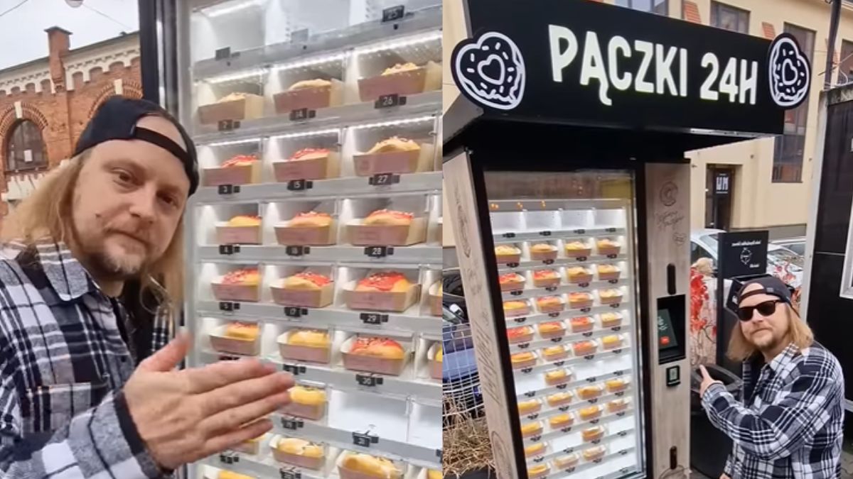 Pierwszy pączkomat stanął w Krakowie (fot. Tiktok screen z kanału @mrkryha)