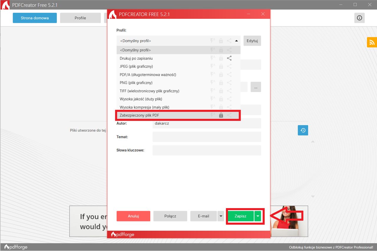 Jak ustawić hasło na PDF przy użyciu PDFCreator?
