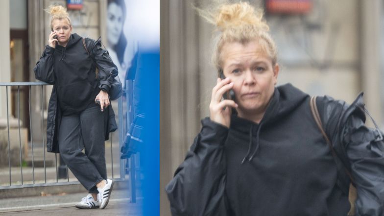 Naturalna Daria Widawska na przystanku