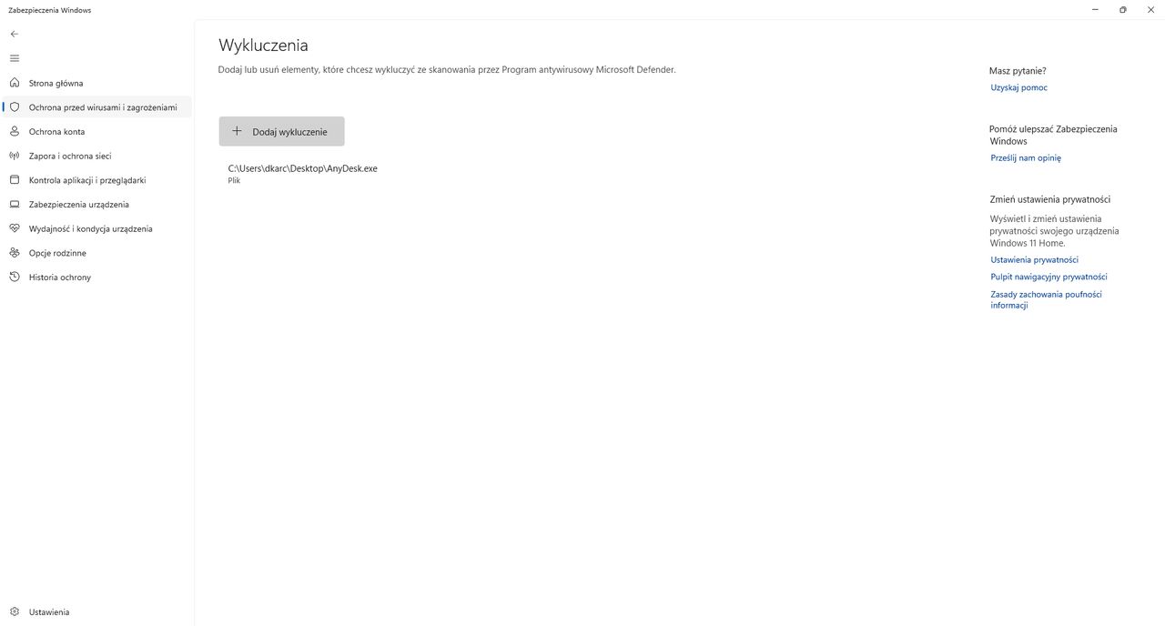 Jak dodać wyjątki (foldery lub pliki) do Microsoft Defender?