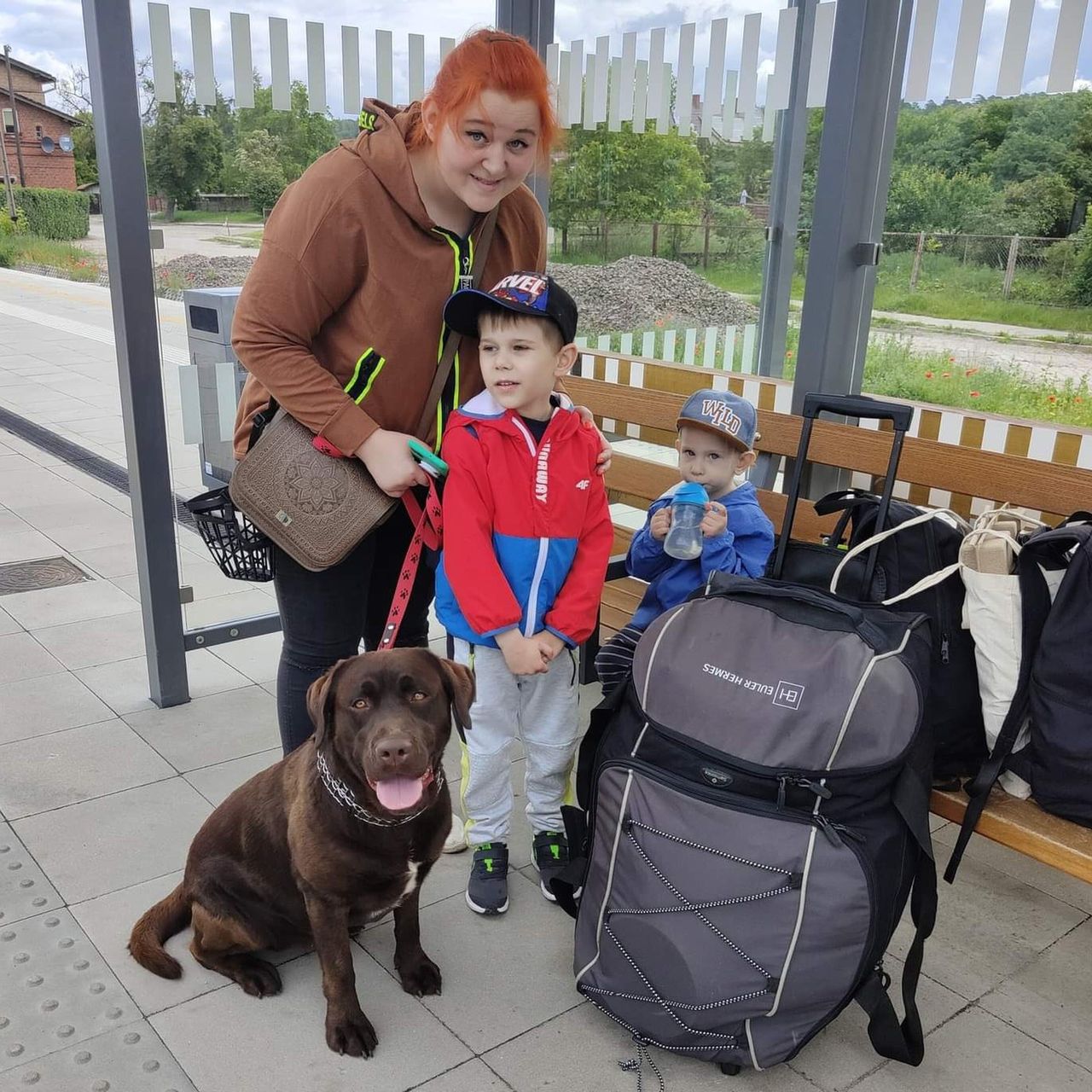 Michalina z synami w podróży powrotnej do Ukrainy