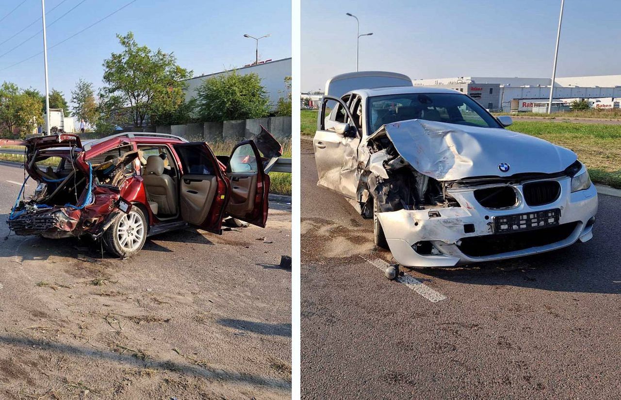 Koszmarny wypadek w Lublinie. Rozpędzone BMW wbiło się w volvo