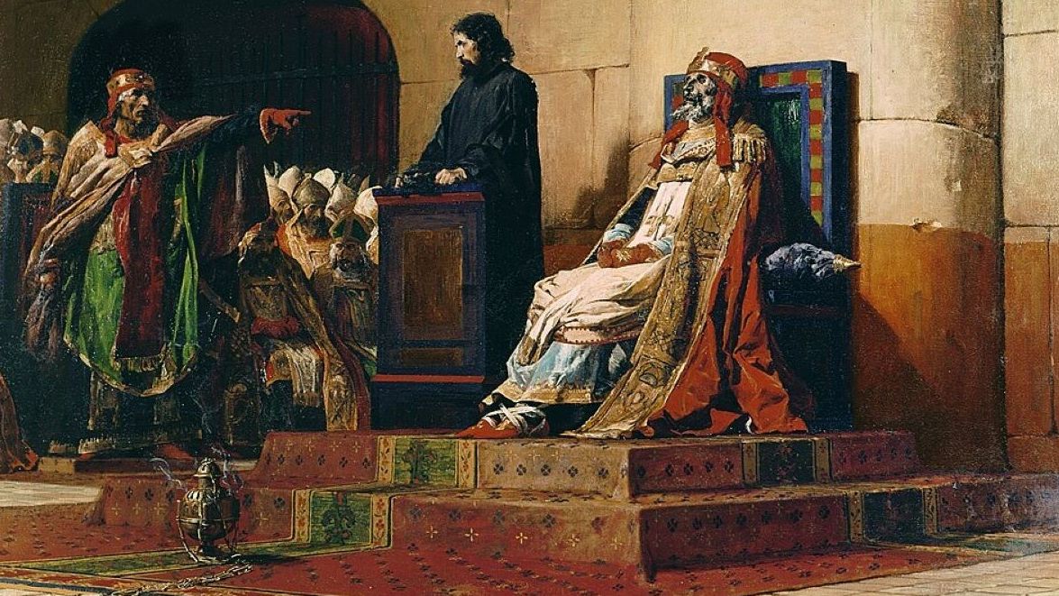 Synod trupi i sąd nad Formozusem. Obraz Jeana-Paula Laurensa z 1870 roku