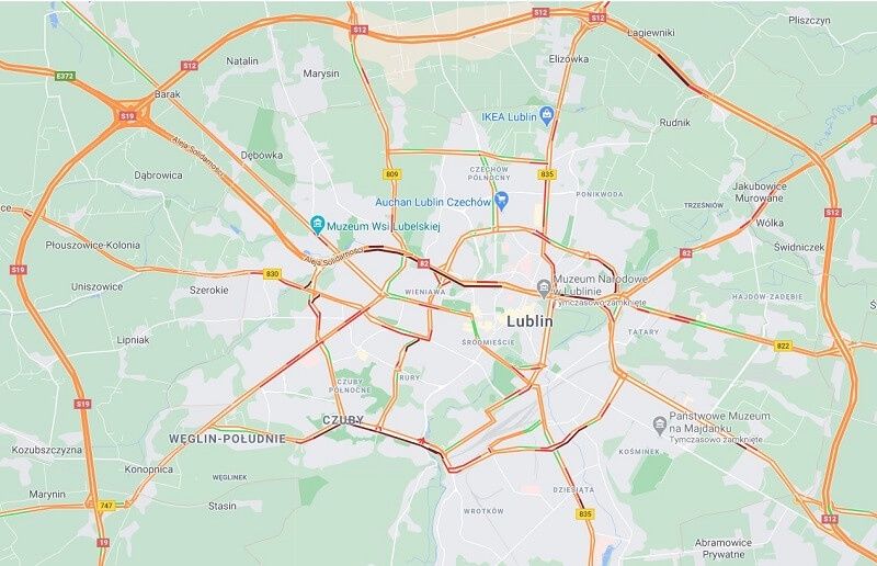 Raport drogowy z Lublina. Sytuacja na ulicach Lublina – minuta po minucie