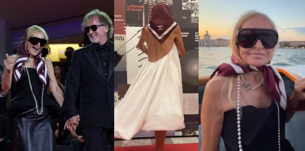 Podekscytowana Monika Olejnik podbija festiwal w Wenecji w chuście i perłach Chanel (ZDJĘCIA)