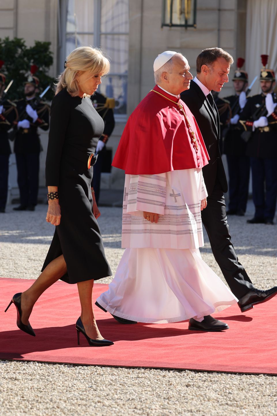 Brigitte i Emmanuel Macron podczas spotkania z papieżem