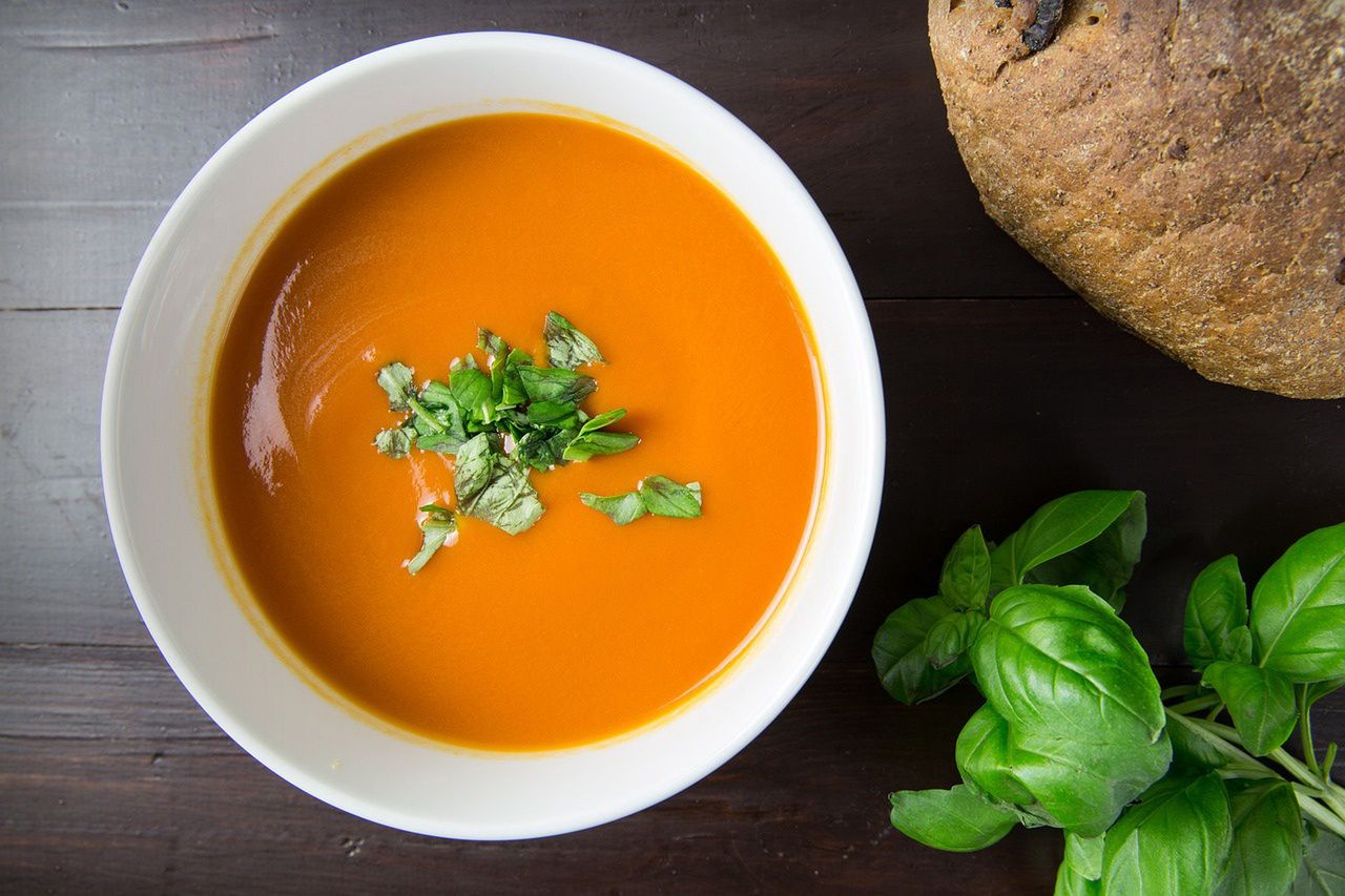 Creamy tomato soup with coconut milk