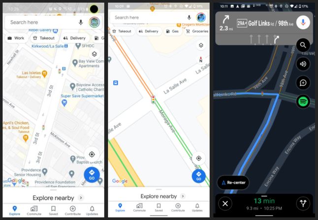 Sygnalizacja świetlna w Mapach Google, fot. Android Police.