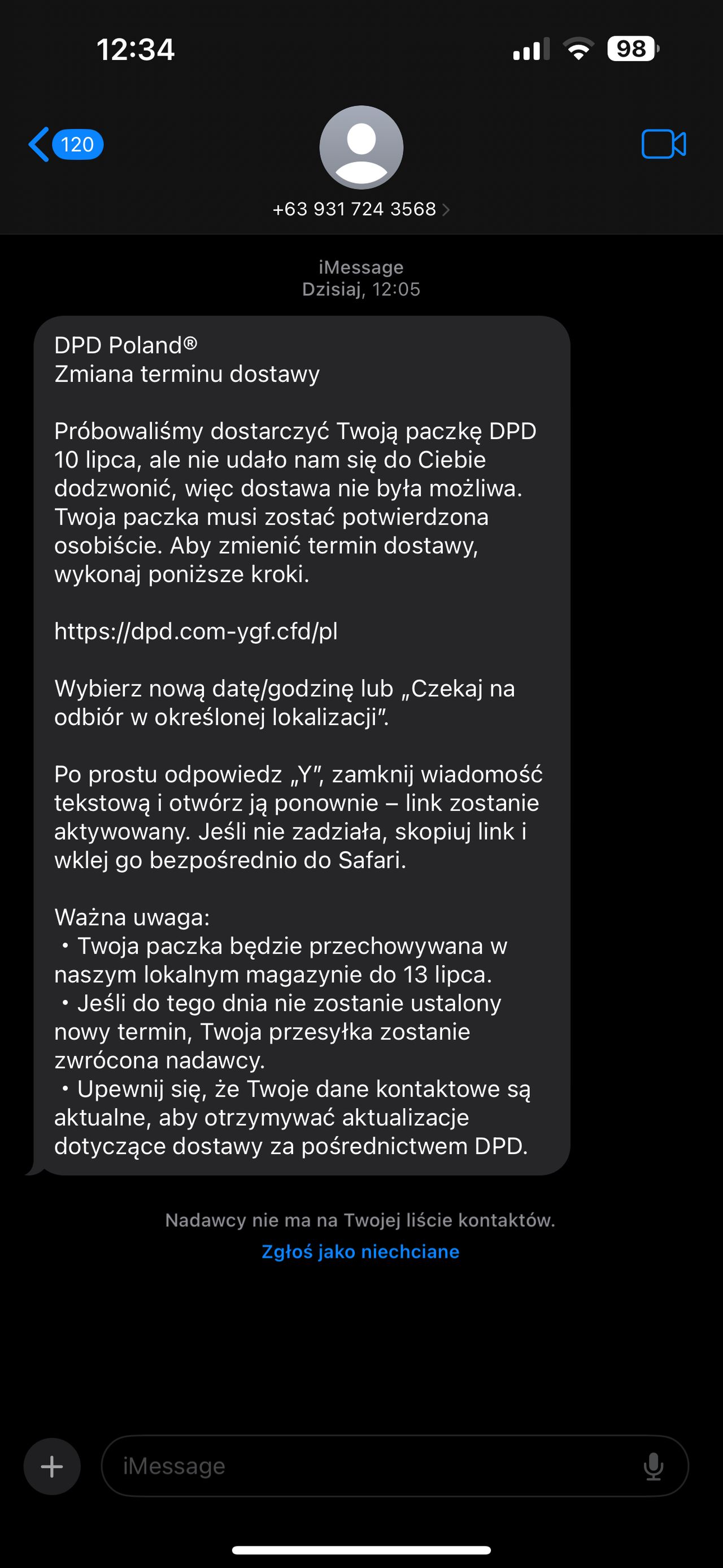 Fałszywa wiadomość do czytelnika