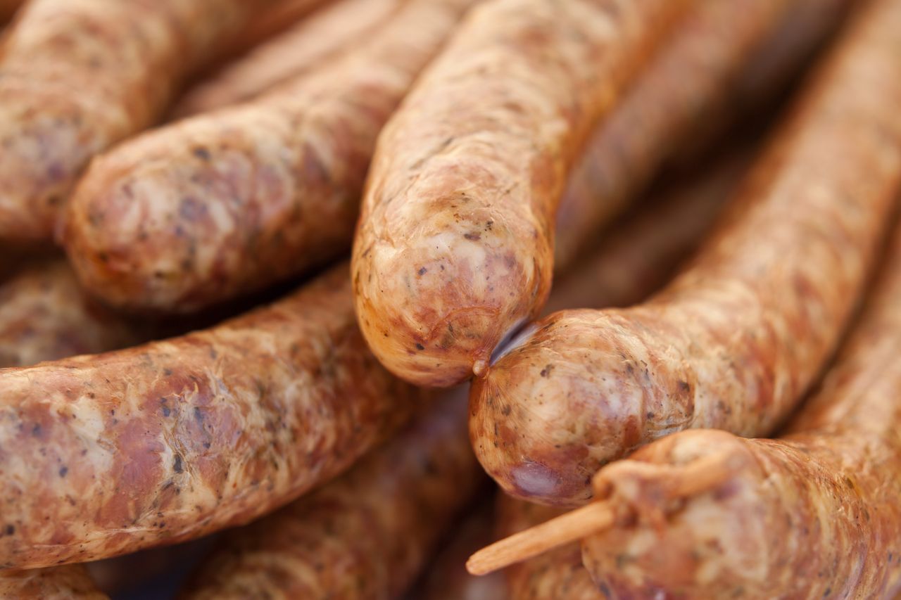 At home, sausage can be baked in the oven instead of smoked.