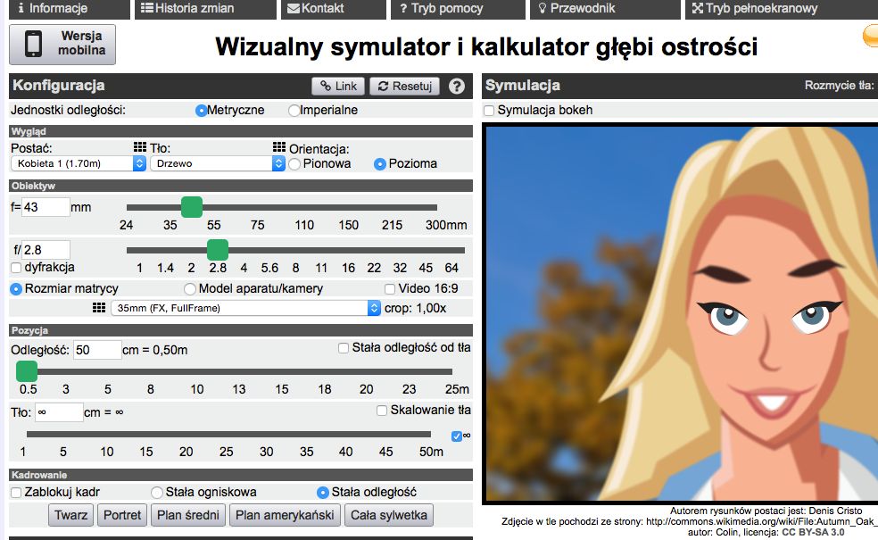 Wizualny symulator i kalkulator głębi ostrości - przydatne narzędzie nie tylko dla początkujących 1