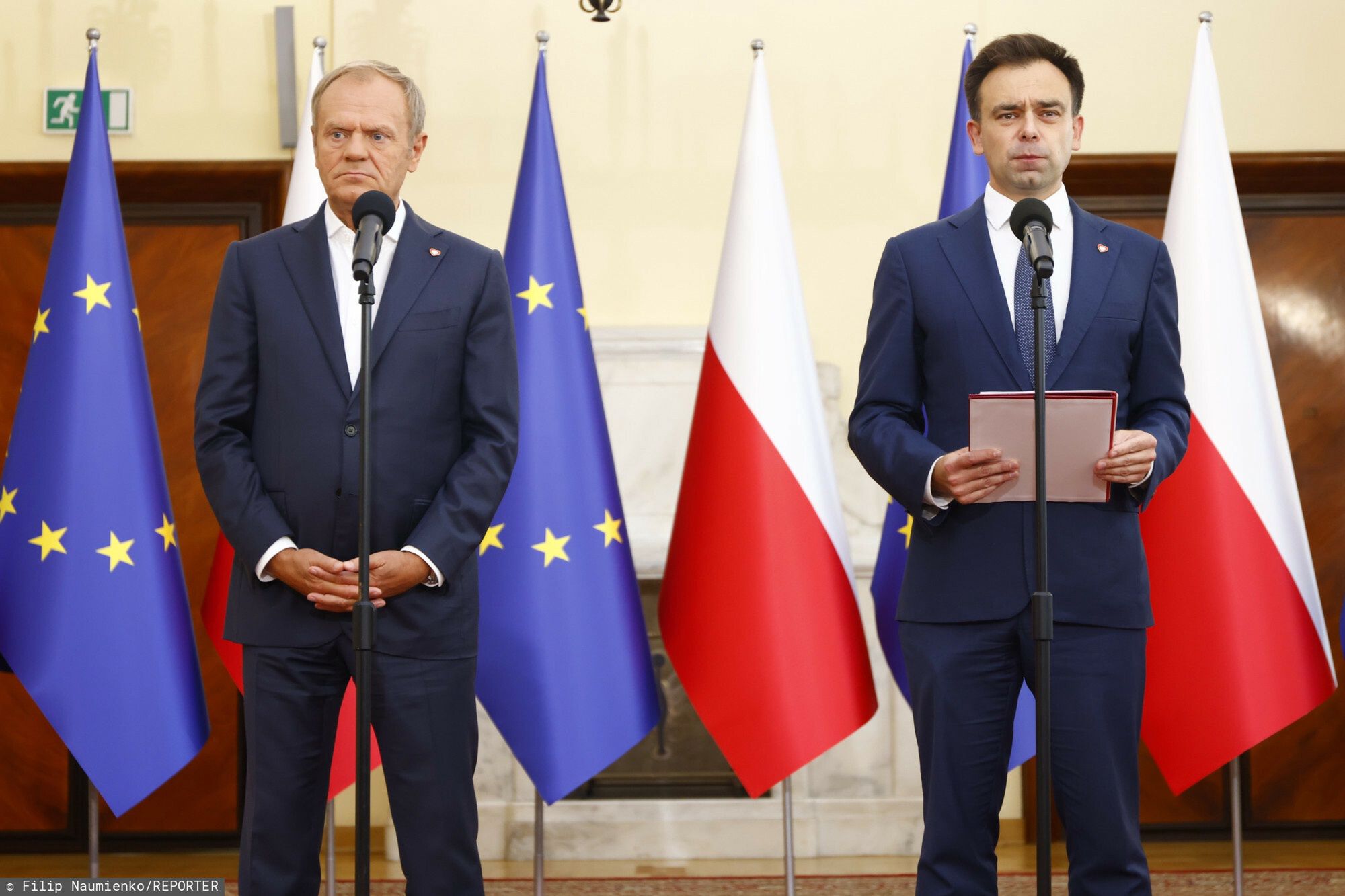 Premier Donald Tusk i minister finansów Andrzej Domański