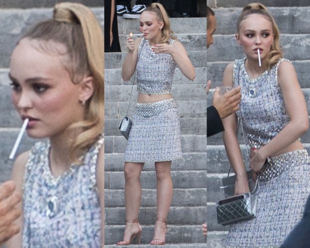 Lily-Rose Depp rozkoszuje się nikotyną na imprezie "Vogue'a"