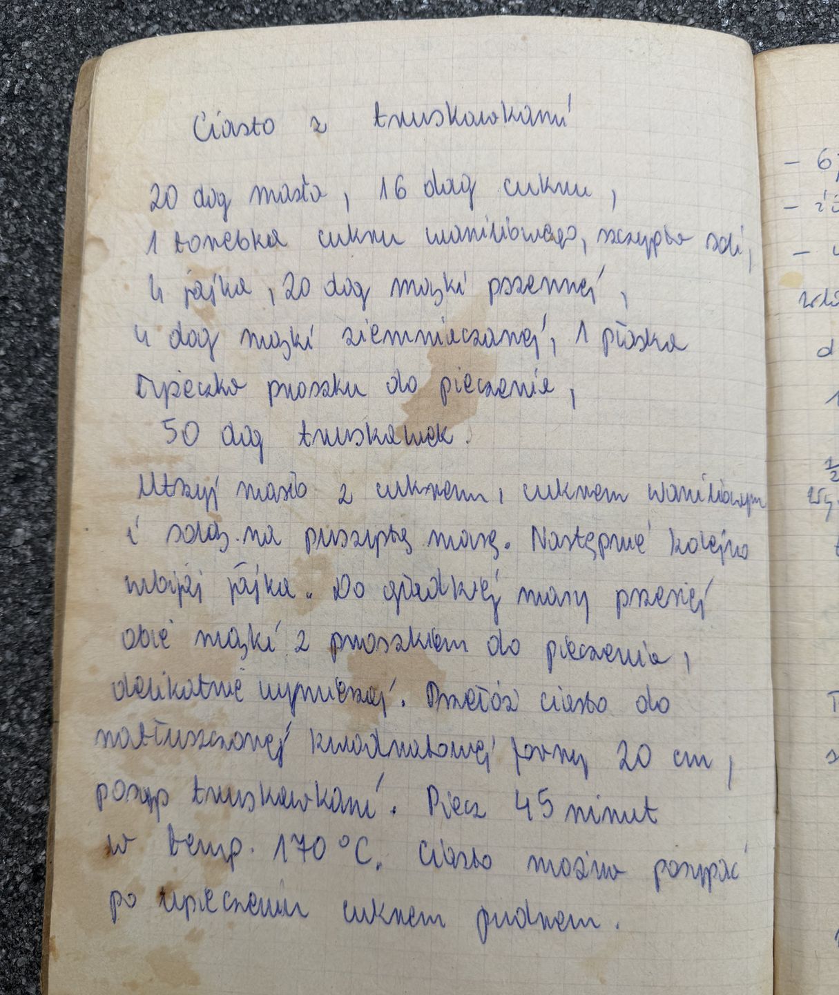 Zeszyt z przepisami Ewy Wachowicz - ciasto z truskawkami 