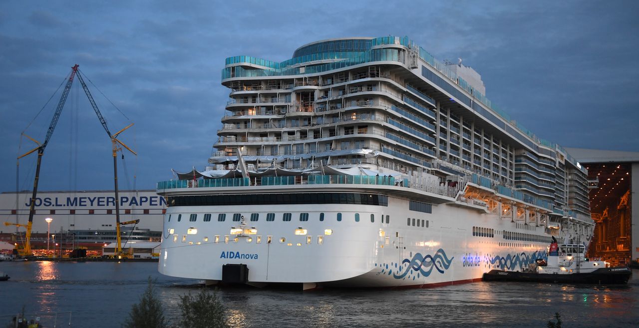 In the photo, the cruise ship AIDAnova built at the German shipyard Meyer Werft