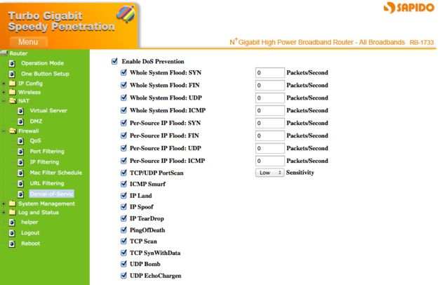SAPIDO Turbo Gigabit Router RB-1733