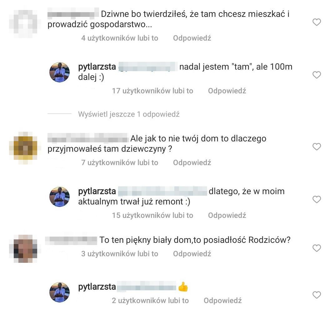Komentarze pod postem Stanisława na Instagramie 