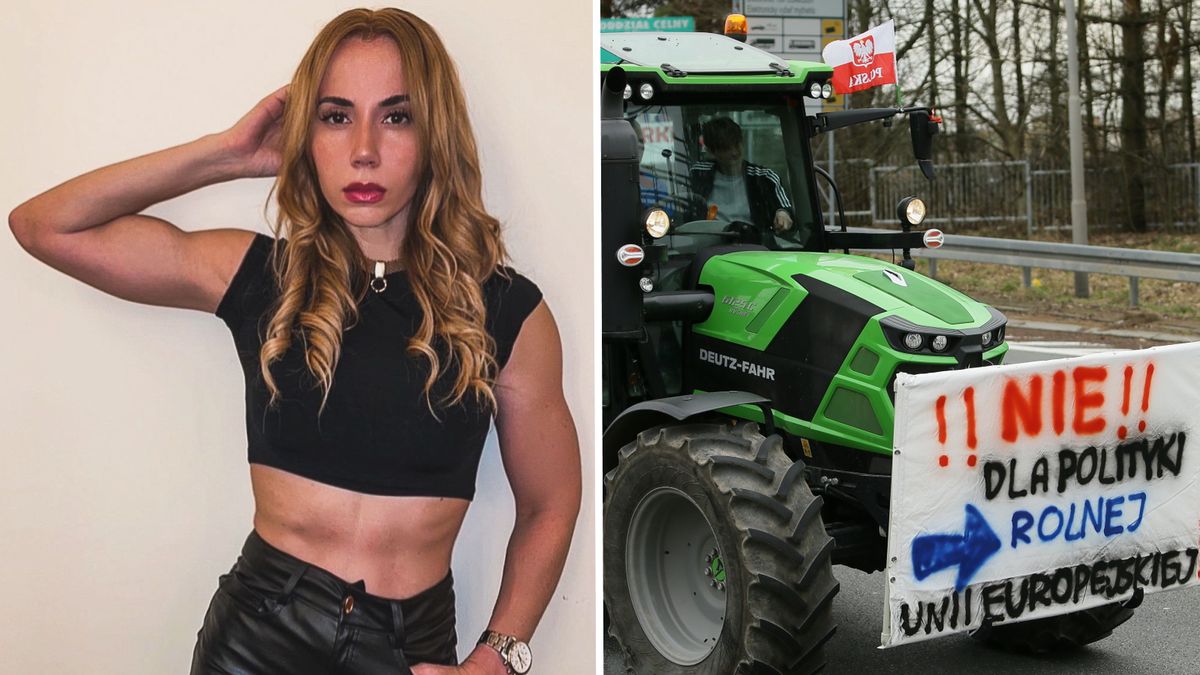 Na zdjęciu od lewej: Marianna Schreiber i zdjęcie z protestu rolników w okolicach Cieszyna
