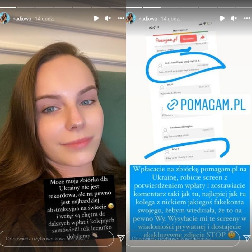 Nadia Długosz zachęca do wpłat na rzecz Ukrainy, oferując w zamian zdjęcia swoich stóp