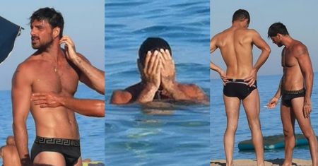 Mokrutki Michele Morrone zabawia się na włoskiej plaży w towarzystwie przystojnych kolegów (ZDJĘCIA)
