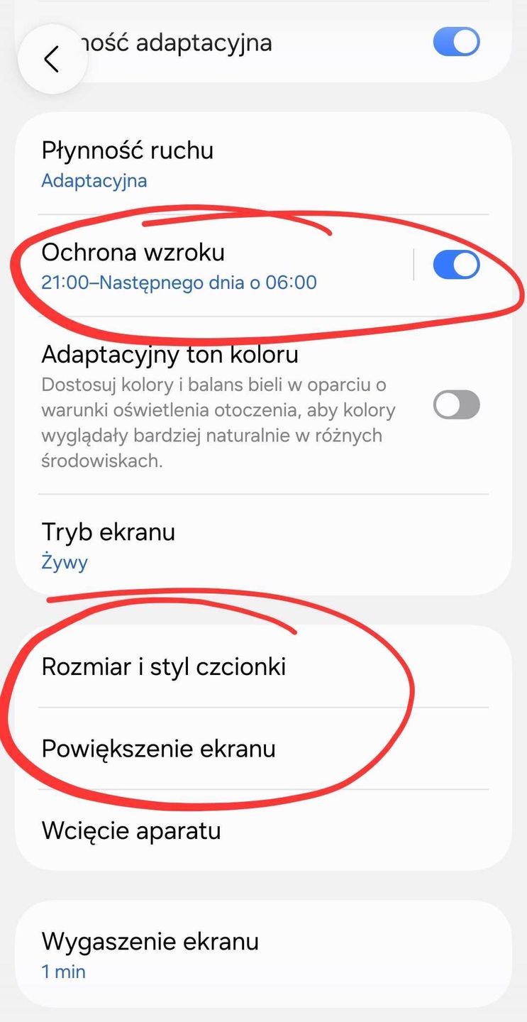 Ustawienia ekranu na przykładzie Androida i Samsunga