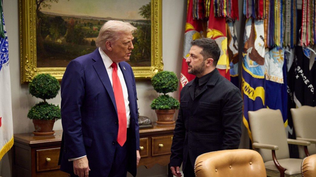 WASHINGTON D.C., UNITED STATES - AUGUST 19: (----EDITORIAL USE ONLY - MANDATORY CREDIT - 'UKRAINIAN PRESIDENCY / HANDOUT' - NO MARKETING NO ADVERTISING CAMPAIGNS - DISTRIBUTED AS A SERVICE TO CLIENTS----) Ukrainian President Volodymyr Zelenskyy (R) meets with US President Donald Trump in Washington D.C., United States on August 19, 2025. Zelenskyy stated that Ukraine is ready for any format of negotiations, including a bilateral meeting with Russia at the leadership level. (Photo by Ukrainian Presidency / Handout/Anadolu via Getty Images)