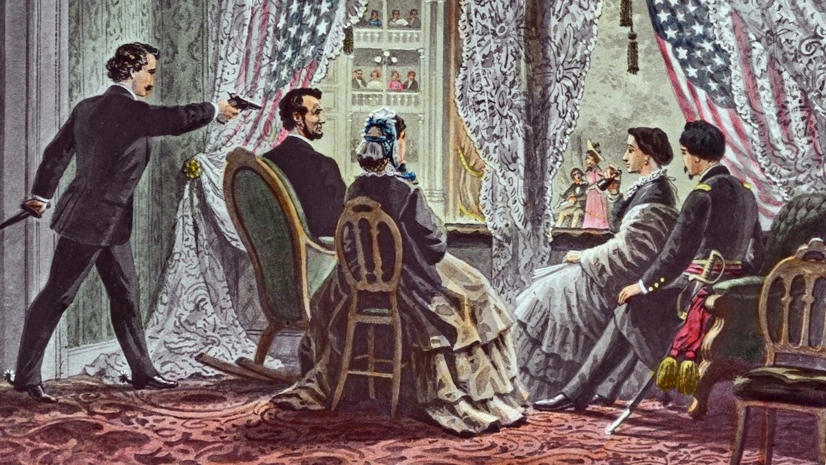 John W. Booth strzelający do Abrahama Lincolna w Teatrze Forda