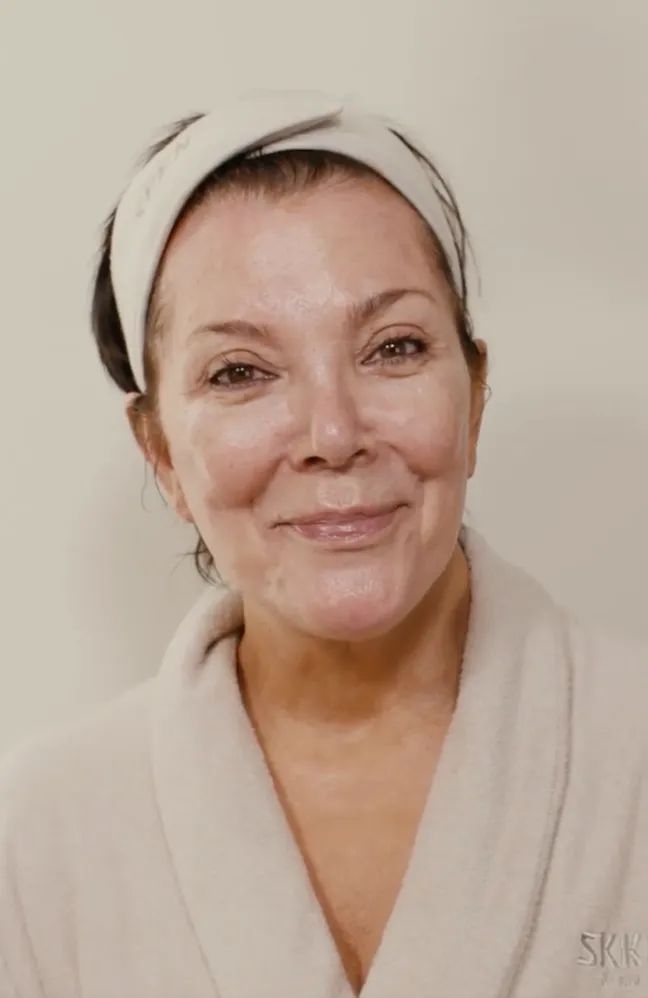 Kris Jenner without makeup in a promotional video for SKKN by Kim