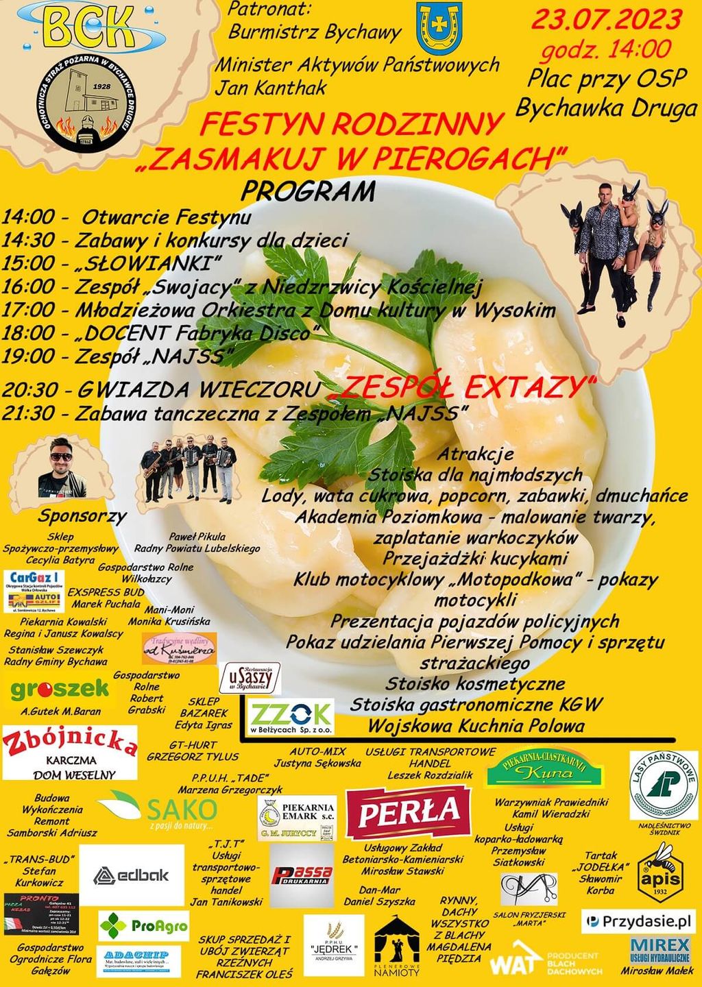 Święto Pierogów w Bychawce Drugiej 2023 - program, plakat