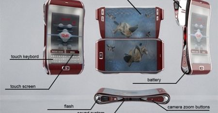 Opływowy telefon z dwoma ekranami