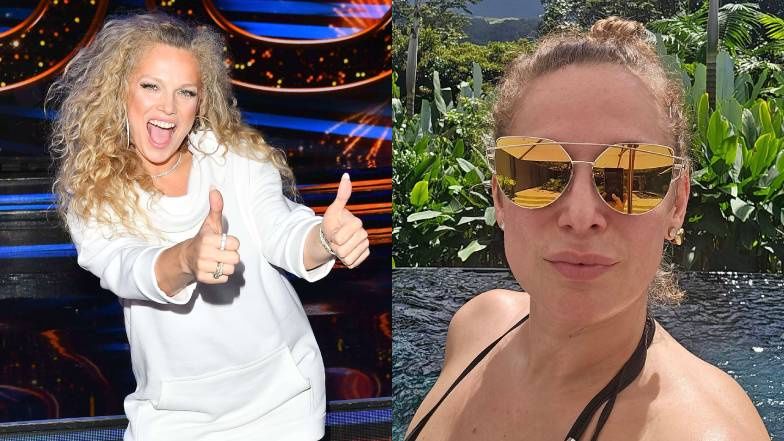 Joanna Liszowska w bikini pluska się w basenie na Kostaryce