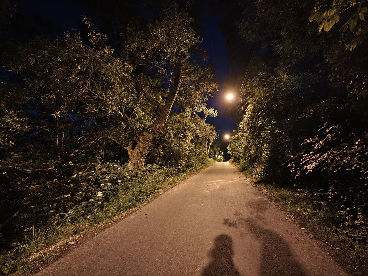 Ultraszerokie pole widzenia i obiektyw standardowy w nocy przy silnym świetle lamp ulicznych
